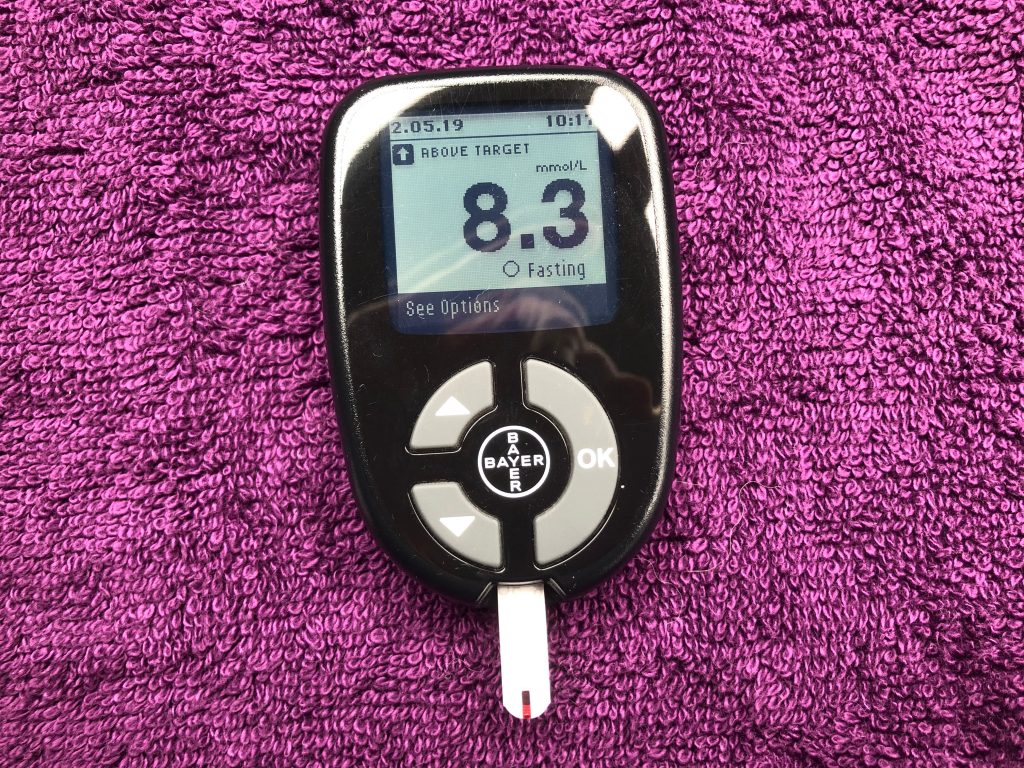 Blood glucose reading of 8.3